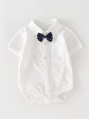 Children's Summer Pure Cotton Infant Onesie Korean Style Boy Short Sleeve Tee Baby Triangle Pajama Top