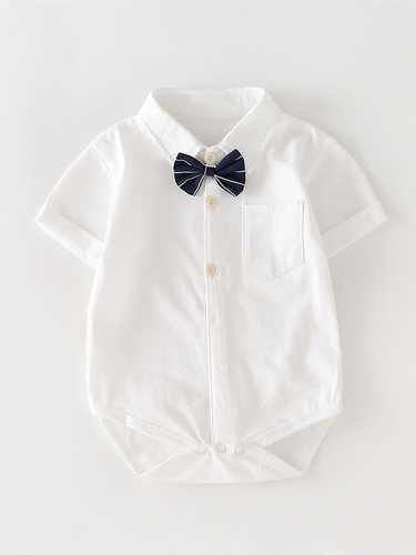 Children's Summer Pure Cotton Infant Onesie Korean Style Boy Short Sleeve Tee Baby Triangle Pajama Top