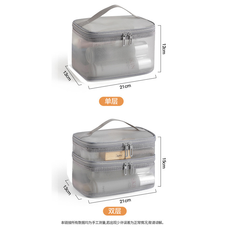 国境を越えた卸売大容量メッシュ化粧品バッグ層状パーティション化粧品整理収納袋ポータブルトイレタリーバッグ|undefined