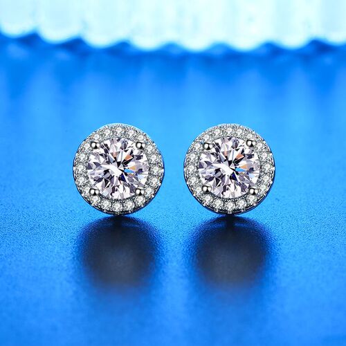 Cross-border imitation moissanite full diamond princess round earrings, feminine women's round small gift earrings, earrings