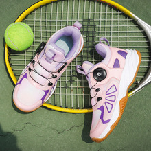 儿童羽毛球鞋专业旋转扣透气防滑耐磨训练鞋男童女童免系带网球鞋