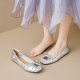 Chanel Style Ballet Shoes Women's Flat 2025 Spring and Autumn Square Head Bow Slip-on Mary Jane Shoes Women's French Style