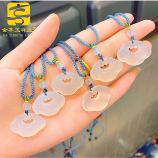 天然玉髓玛瑙高冰如意祥云锁新中式汉服璎珞项链吊坠女玉挂件礼物