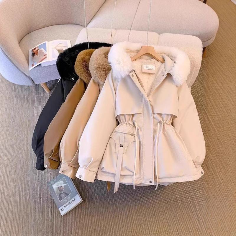 2025 Winter New Foreign Trade down Cotton Jacket with Fleece Lining, Winter Parka, Korean Style Cotton Coat