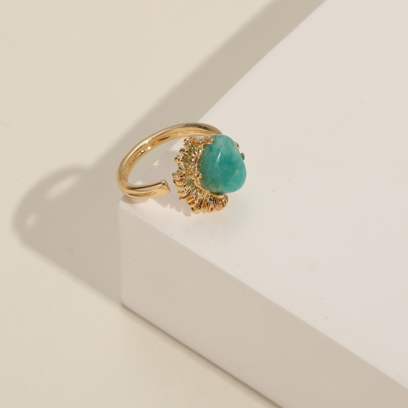 Womenu0027S Fashion Geometric Copper Natural Stone Rings Plating Copper Rings