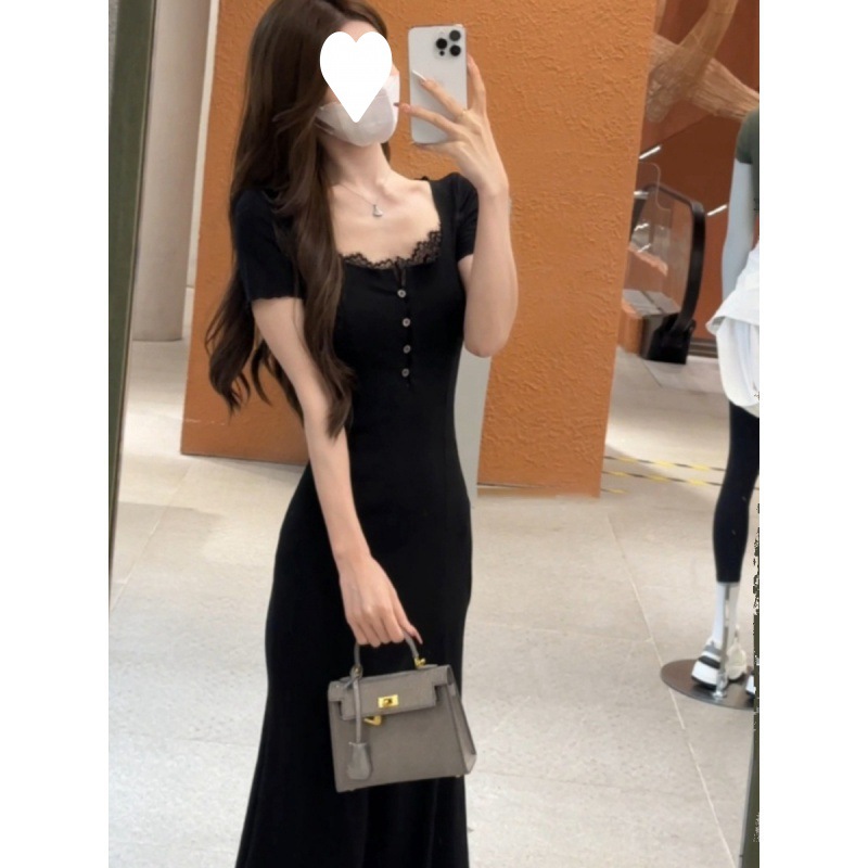 Black lace summer small design dress