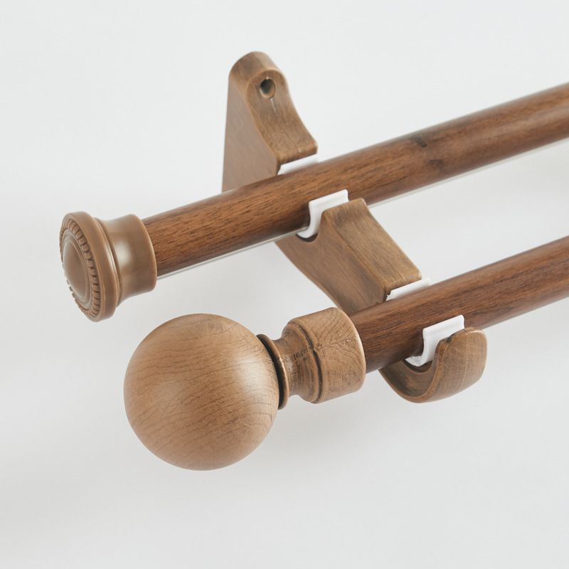 Varilla de madera simple, barra romana silenciosa, barra de cortina, barra de cortina de aleación de aluminio, barra simple, barra doble, pista de cortina al por mayor