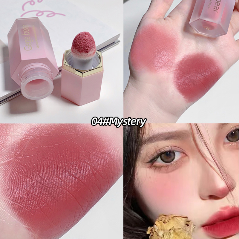 Gege bear blush líquido de polvo transparente, hidratante, claro, blanqueador y tonificante, rubina mate natural para jóvenes.