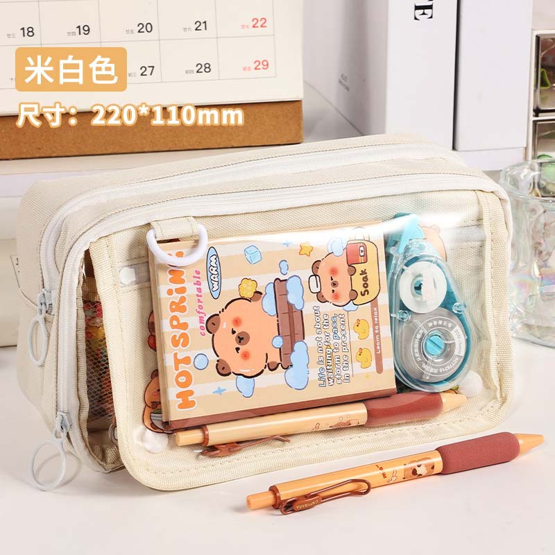 Bolsa de bolígrafo transparente Bolsa de papelería multifuncional para niñas estudiantes de primaria, estudiantes de secundaria secundaria, niños de alto valor facial, tamaño súper grande