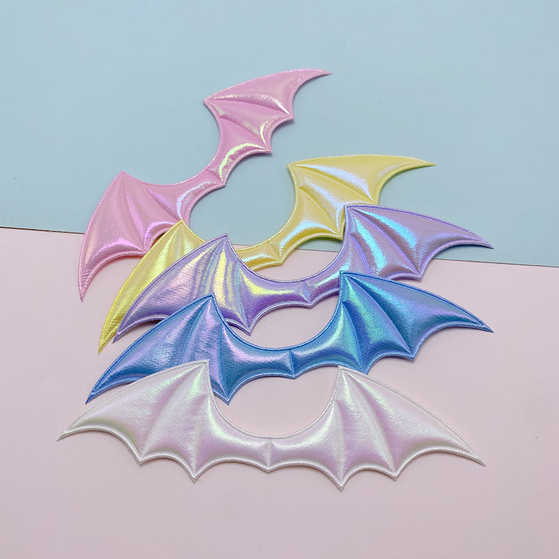 Tela de un solo lado alas de murciélago colorido DIY accesorios de la joyería ropa horquilla juguete diadema sombrero material decorativo