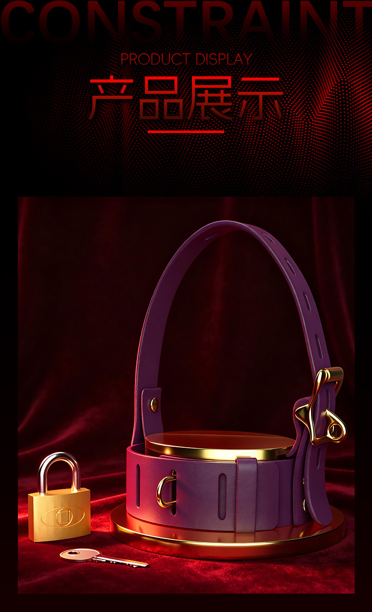 SM-Style Couple Bondage Kit with High Heels, PU Leather Restraints and Metal Clamps in Light Purple — detail image 28