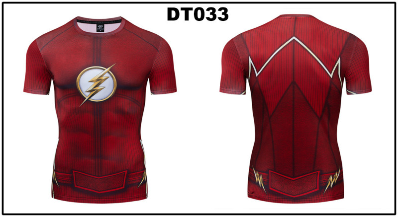 貿易アマゾンメンズアベンジャーズマーベルDC同服スポーツフィットネスストレッチ半袖Tシャツ|undefined
