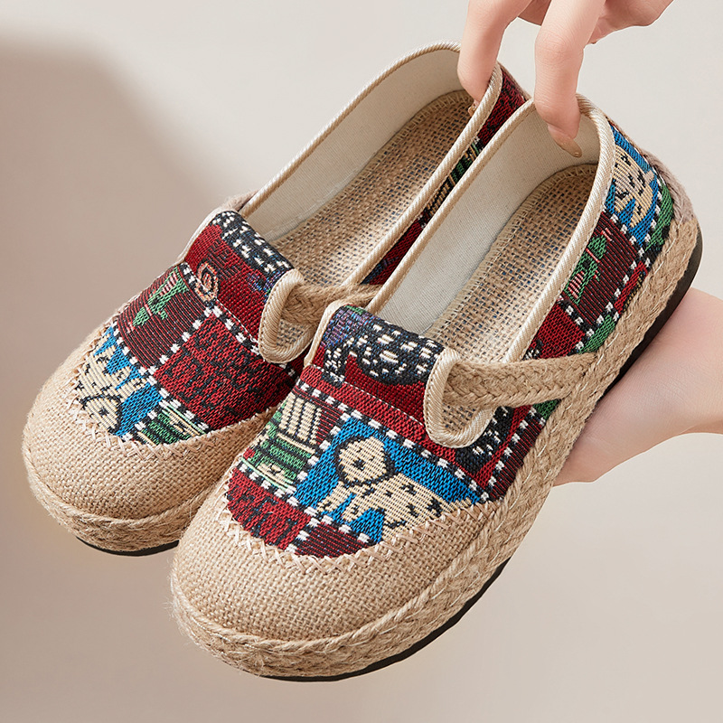 Zapatos mujer todo-fósforo verano nuevo estilo poliuretano ligero y cómodo zapatos de tela viejos de Beijing suela suave sin pies cansados zapatos de madre