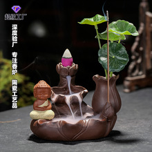 禅意家用桌面茶道香道如来水培沉香檀香炉香薰炉紫砂倒流香炉摆件