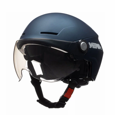 New National Standard wild horse: Motosiklet kaskı (dəbilqə) - matte-blue-with-short-coffee