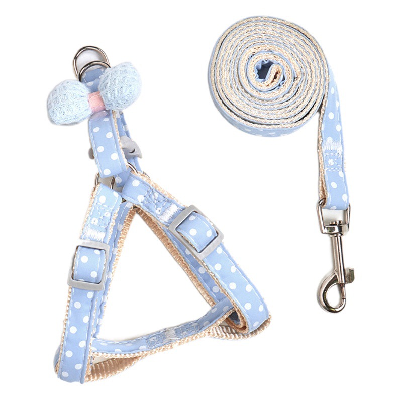 22 nueva correa para mascotas arco gato Correa pecho espalda Polka Dot perro caminando cuerda suministros para mascotas pelo al por mayor