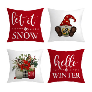 Christmas Letter Single-Sided Printing Cross-Border New Holiday Red Pillowcase Santa Claus Modern Living Room Pillowcase