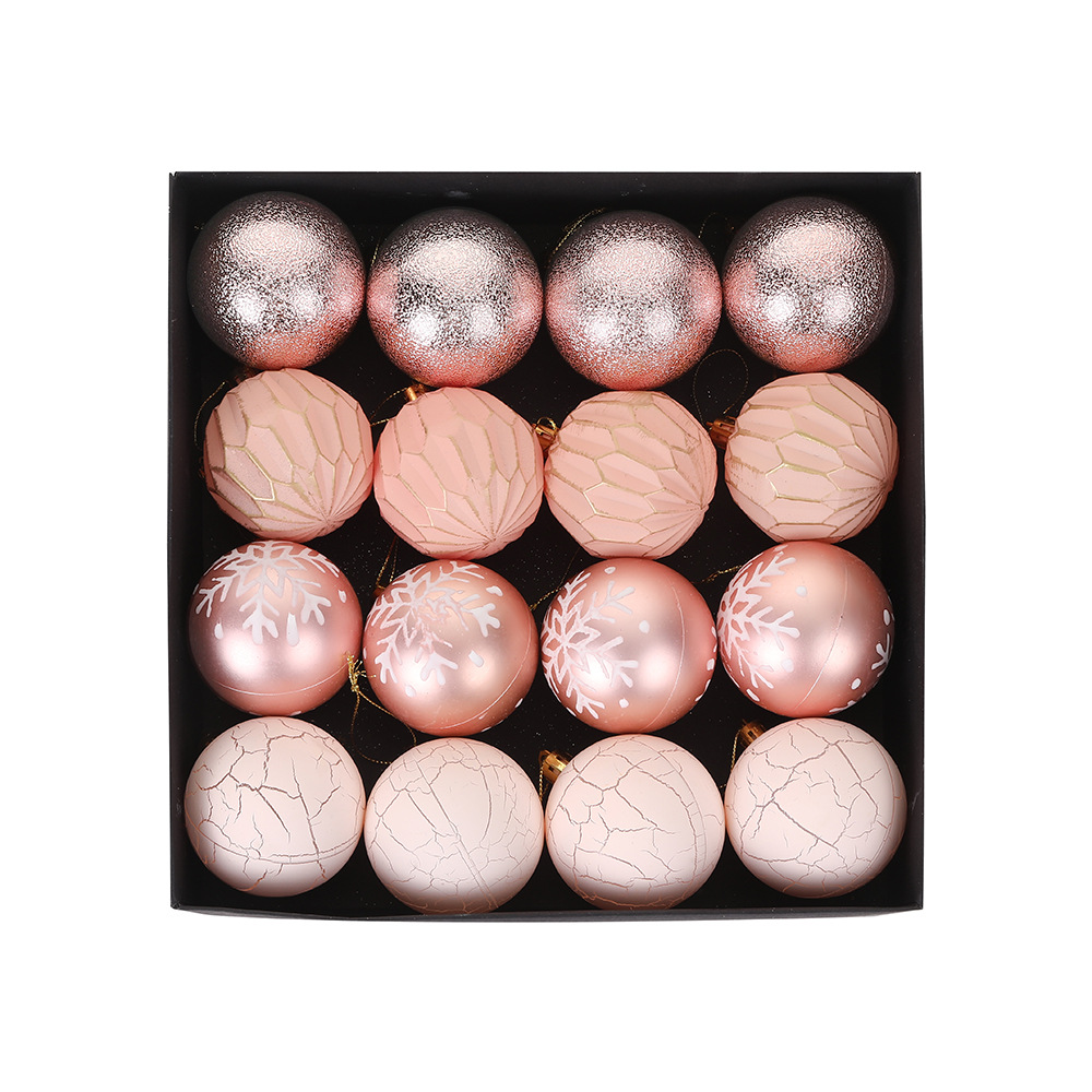 Decoraciones navideñas transfronterizas Bola de plástico de copo de nieve Juego de bolas de plástico de 6cm Juego de cajas de fiesta de Navidad de bricolaje Colgante de bolas colgantes