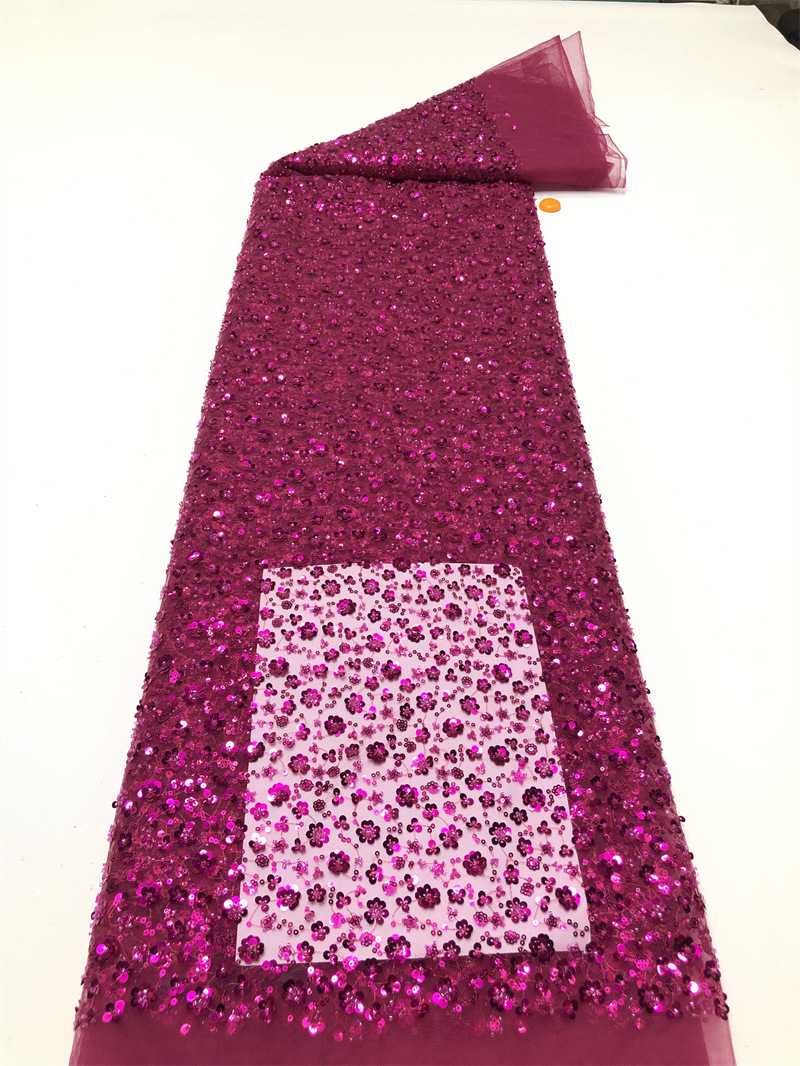 Tejido de lenteja de flor de ciruela, tubo de perlas bordado de lenteja, vestido de noche, tela de bordado de vestido de teatro, vestido de noche image 22