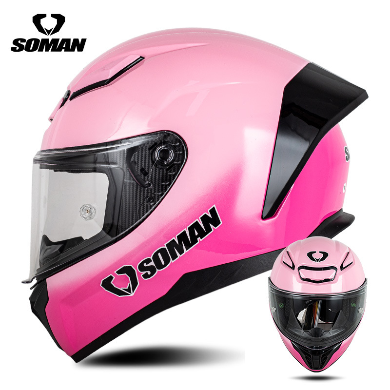 新型SOMANオートバイレースヘルメット男女四季機関車騎乗電気自動車カップルヘルメットSM973