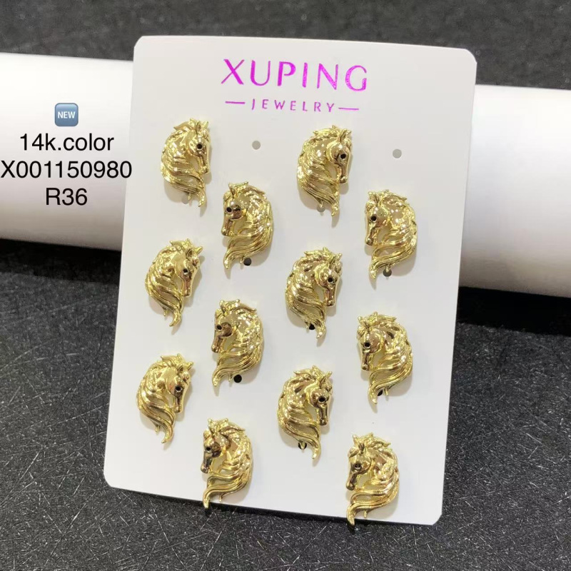 Xuping Europa y los Estados Unidos transfronterizos viento frío chapado 14K color pequeño pendientes de orejas de alto nivel nicho lujoso pendientes de zircón ligero pendientes de orejas
