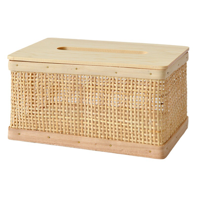Ratán caja de pañuelos de madera maciza caja de pañuelos rectangular cama y desayuno hotel restaurante estilo natural almacenamiento bombeo comercio exterior