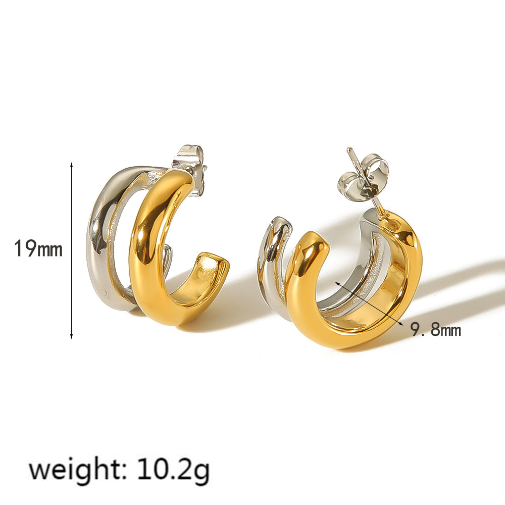 18K Real Gold Plated Plating Material Vacation Simple Style Color Block Plating 304 Stainless Steel Ear Cuffs Earrings