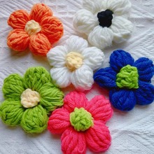 毛线花手钩花7厘米泡芙花手工钩织服装辅料花边辅料鞋帽毛衣配饰