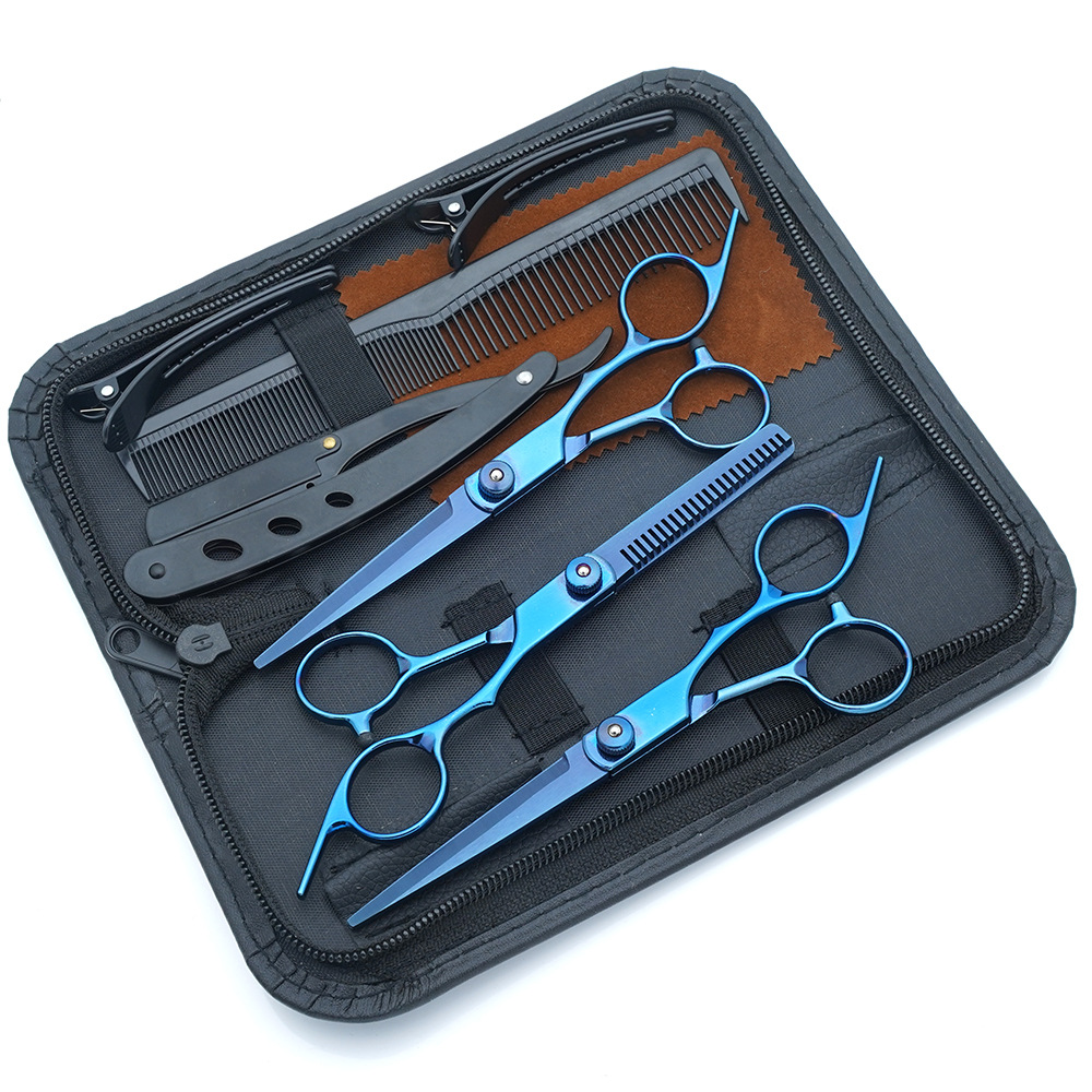 Juego de Tijeras de Peluquería Profesional de Acero Inoxidable Multifuncional para Peluquería