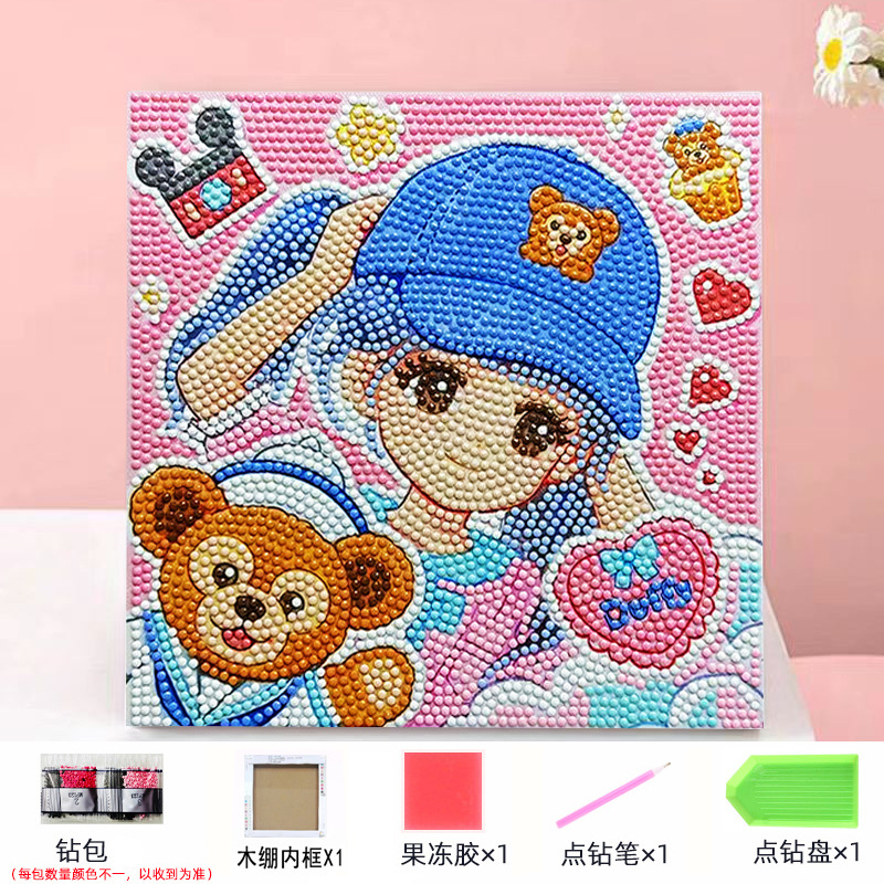 Envío gratis 20 * 20diy pintura de mampostería pintura de diamantes dibujos animados para niños anime pintura decorativa hecha a mano Kuromi con marco