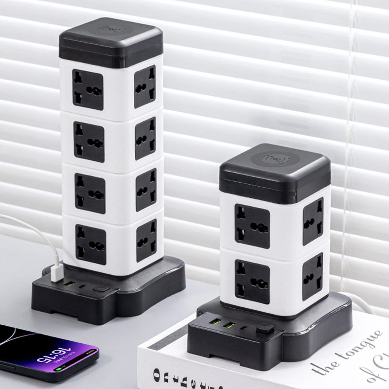 外贸 出口 跨境 立式 塔形 无线充 办公桌面 USB TYPE-C 插座