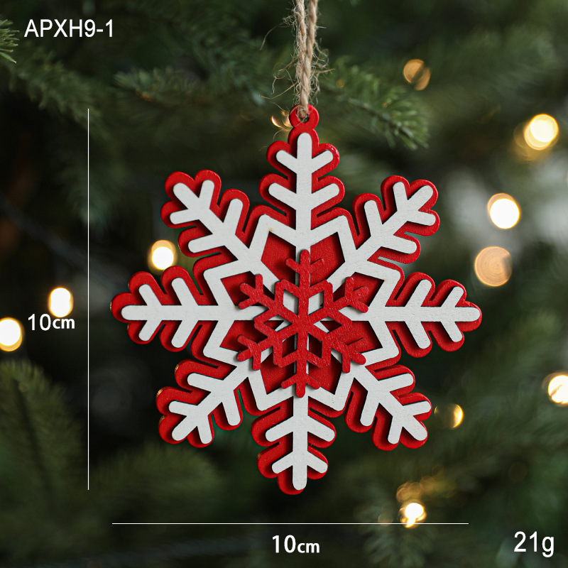 Amazon新品北欧风クリスマスクリエイティブペンダント木制スノーフレーククリスマスツリーペンダントペンダント饰り赤|undefined