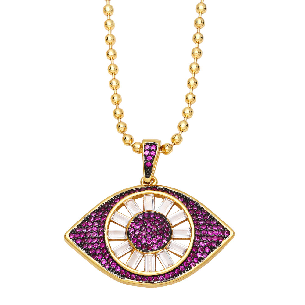 fashion hip-hop devilu0027s eye pendant copper gold-plated inlaid zircon necklace
