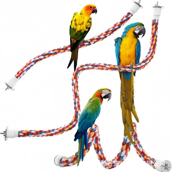 Large and Small Parrot Cotton Rope Climbing Rope Gnawing Toys Cotton Rope Toys Rotating Ladder Bird Toys
