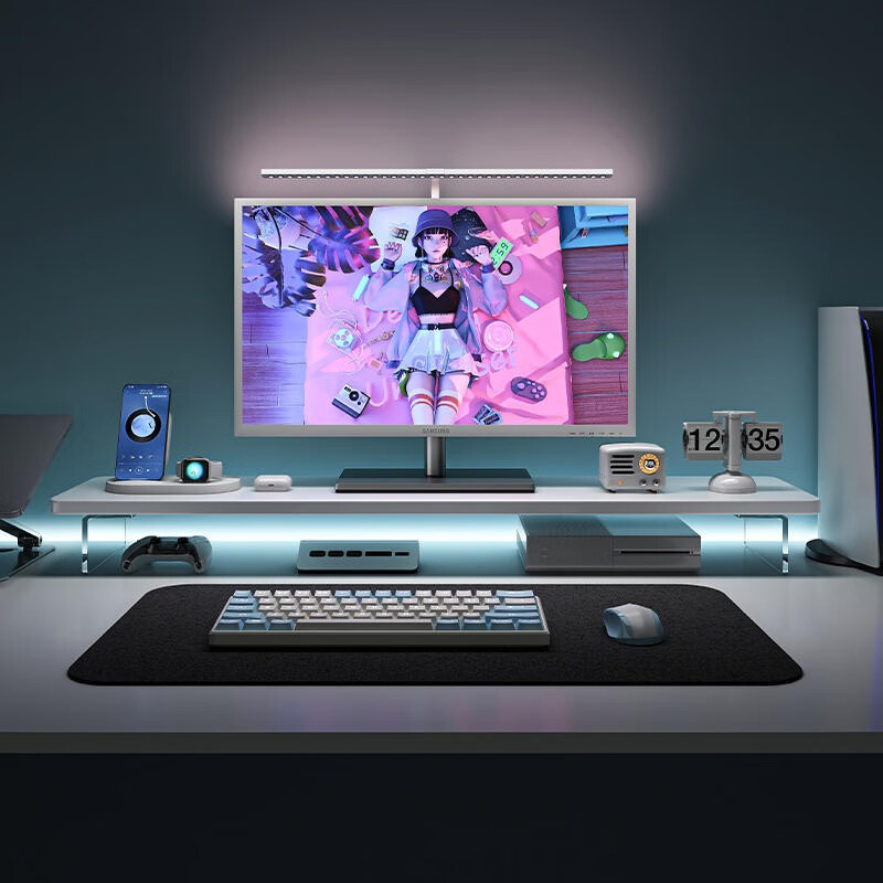 Acrylic Floating Computer Monitor Stand Desktop Home Screen Holder Office Desk Storage Rack Riser