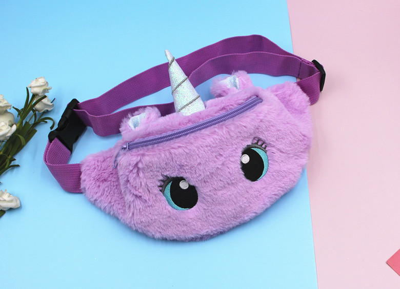 Cruz-frontera unicornio de dibujos animados de peluche bolsa de hombro niña linda ojos grandes bolsa de cintura kindergarten niños bolsa de mensajero