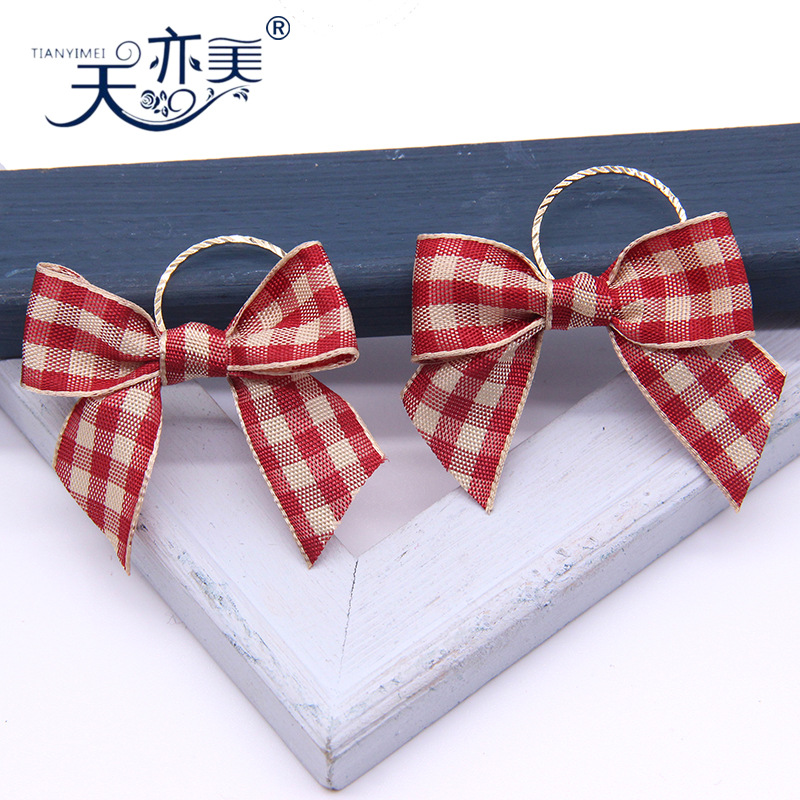 Tianyi belleza cinta arco rojo y blanco a cuadros cinta arco botella de perfume decoración embalaje arco