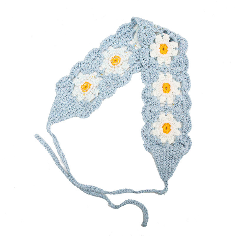 Francia cereza toallas triangulares mujeres primavera y otoño viajes padres-hijos gancho de punto flores hueco pañuelo de arte correa de pelo gorro