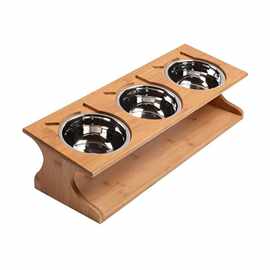 宠物碗猫碗狗碗陶瓷零食碗不锈钢碗三碗宠物实木餐桌餐架喂食器