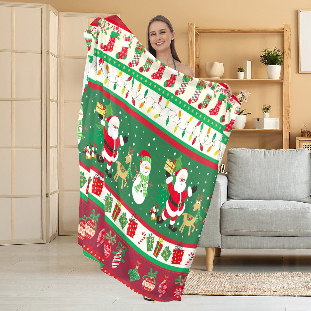 Manta de Franela Festiva con Estampado Navideño, Manta para Siesta, Manta para Aire Acondicionado, Manta Gruesa para Sofá, Manta para Dormitorio