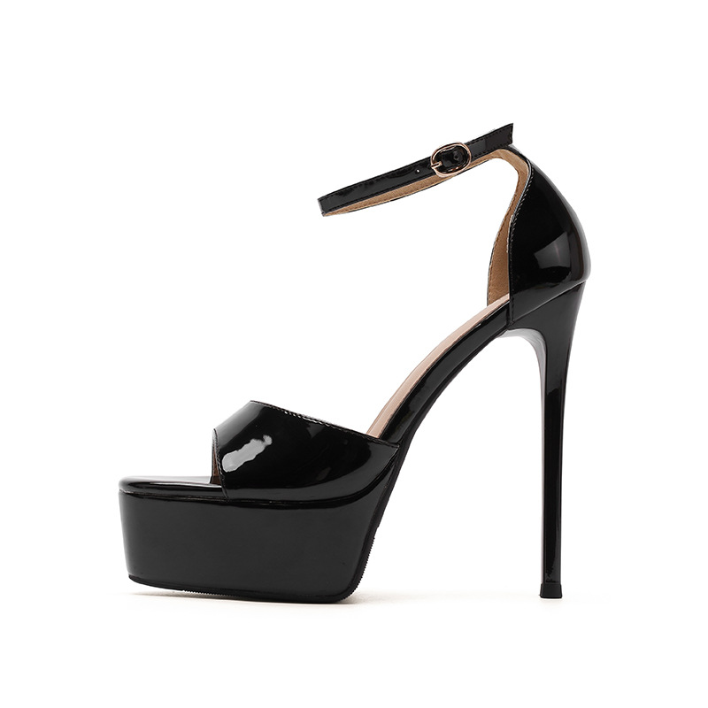 Giày sandal cao gót hở mũi quai một chữ, gót nhọn 12 cm, thoáng khí — Hình khỏa thân-12cm