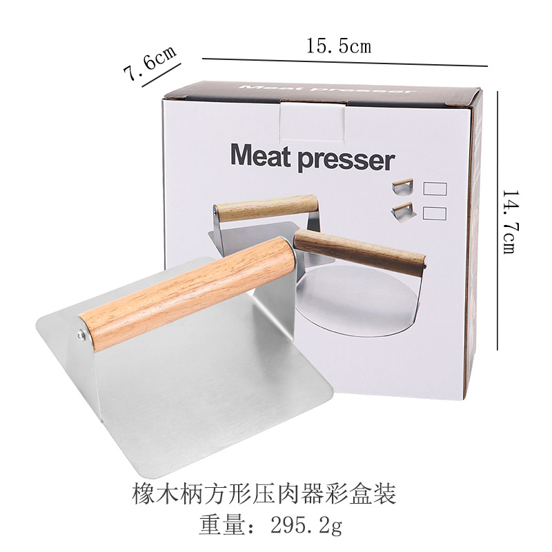 Prensa para carne de acero inoxidable en stock, prensa para hamburguesas, prensa para carne redonda y cuadrada, directamente del fabricante, para hamburguesas. image 15