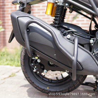 Motorcycle bumper Rack Exhaust Bar Carbon Steel - matte-black-carbon-steel-exhaust-bar