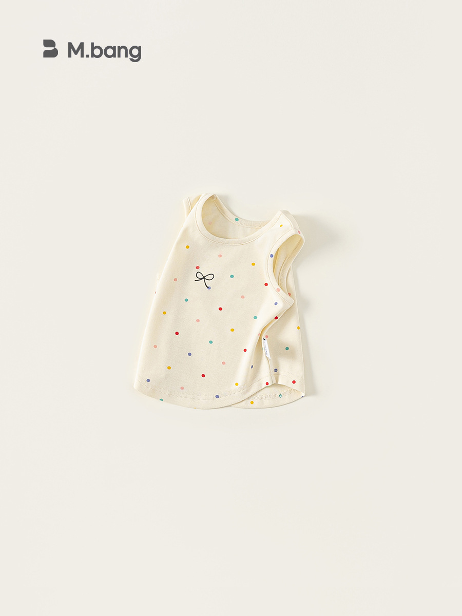 Youbao ropa para niños verano nuevo estilo ropa para niños tops de moda chaleco con lazo color lunares camiseta camisola para niñas