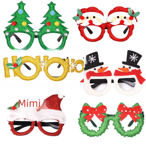 2025 Cross-border Christmas Decorative Glasses, Christmas Adult and Children's Photo Prop, Snowman Tree, Bow Glasses Frame