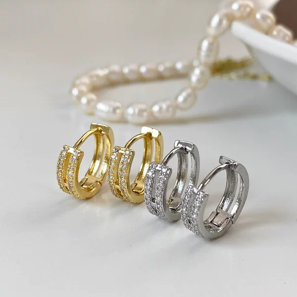 2024 New Korean Style Circle Rhinestone Earrings, Elegant Hoop Earrings for Women, High-End Design Ear Accessories Wholesale