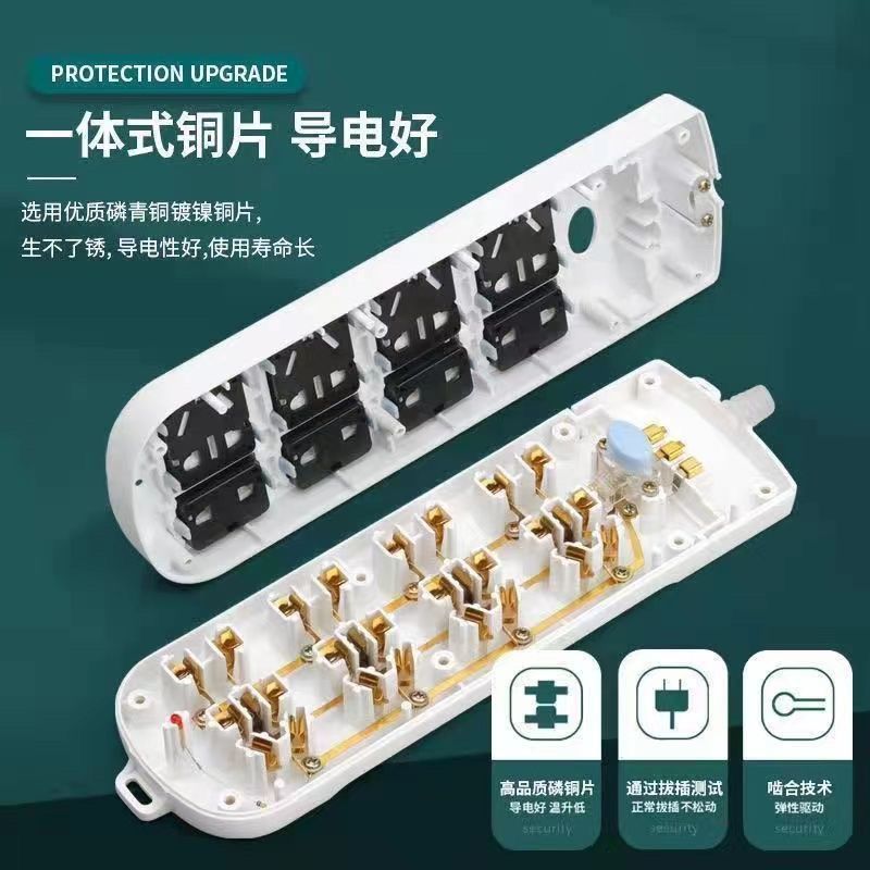 Jishun enchufe de seguridad de cobre certificado 3C enchufe doméstico de oficina dormitorio enchufe de fila duradero nuevo enchufe estándar nacional al por mayor