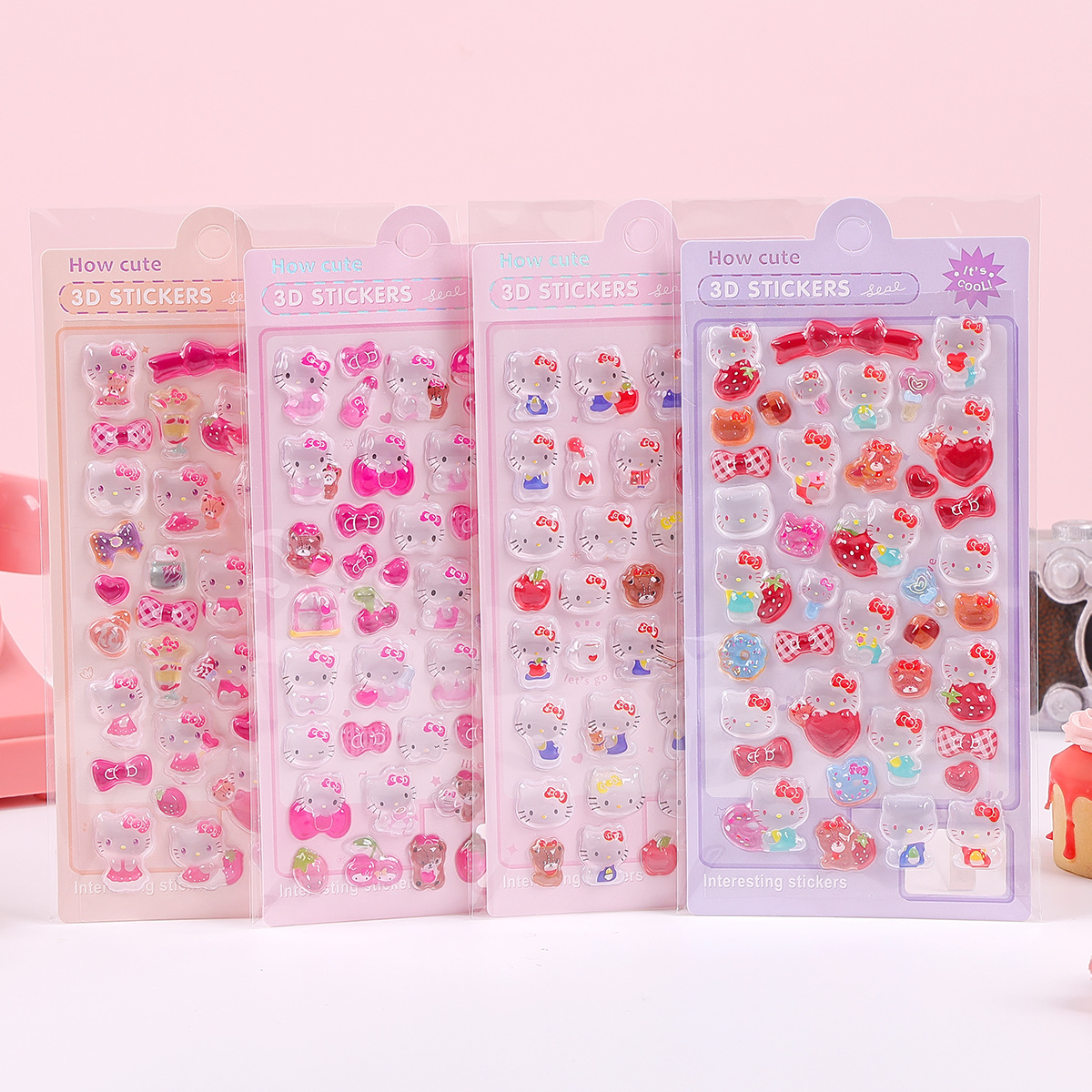 Pegatinas sólidas 3D estereoscópicas pegatinas de dibujos animados al por mayor estudiantes DIY decoración cristal pegatinas de relieve para niños