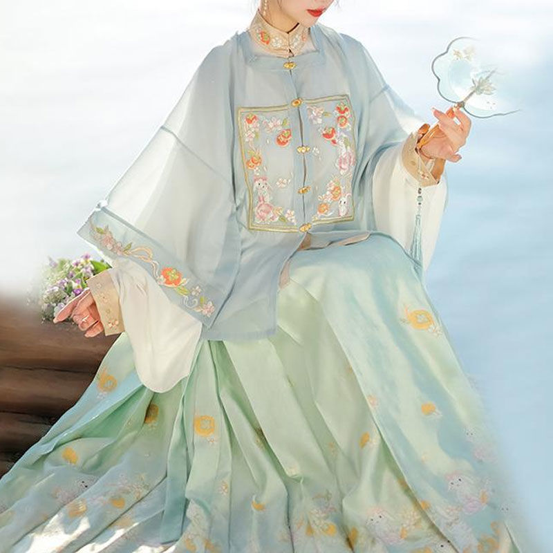 2024 Summer New Ming Style Hanfu Women's New Horse Face Element Antique Version Vertical Collar Elegant Daily suit 2024 Summer New Ming Style Hanfu Women's New Horse Face Element Antique Version Vertical Collar Elegant Daily suit