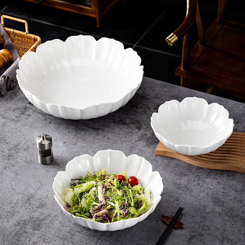 Ceramic salad soup bowl soup bowl hotel restaurant shaped tableware lace bowl western seafood pasta bowl